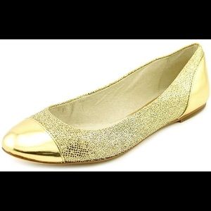 Michael Kors Shala Gold Cap Toe Ballet Flat Shoes